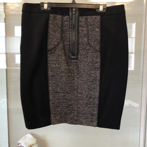 DS Labs pencil skirt, black, grey, black leather trim. - Picture 3 of 5